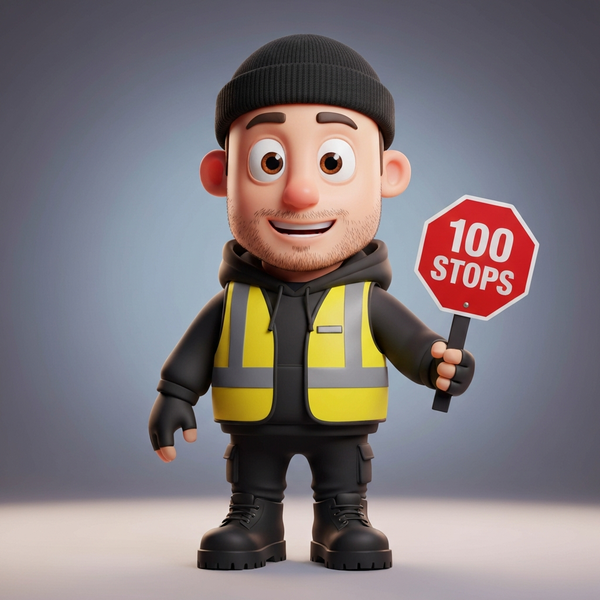Dave The Driver, the 100 Stops mascot